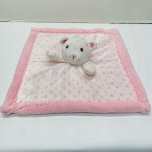 Betsey Johnson Teddy Bear Lovey White Pink Hearts Baby Plush Security Blanket